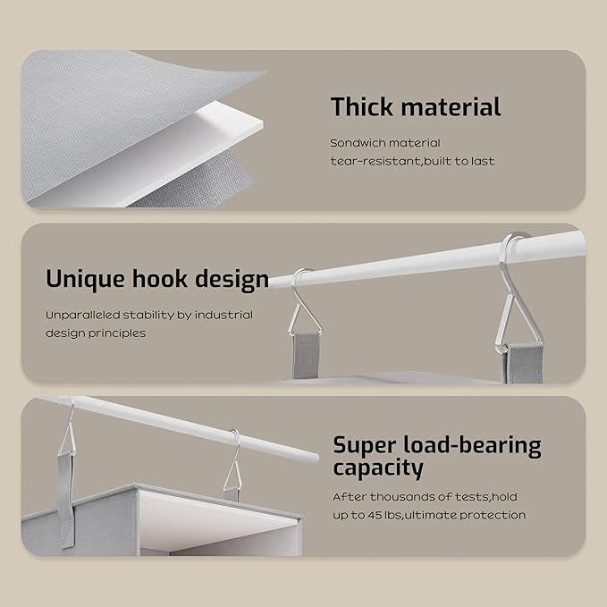 Vailando 6-Shelf Hanging Closet Organizer, 2 Separable 3-Shelf Hanging Shelves with 3 Drawers for Wardrobe, Nursery, Baby Clothes Organization and Storage-NeatNest