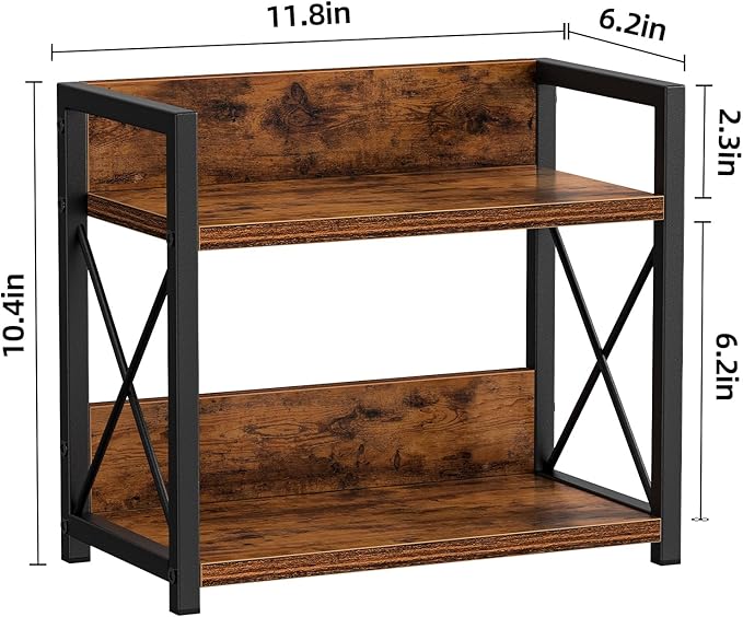 Giikin Countertop Shelf Organizer, 2 Tier Kitchen Spice Rack for Countertop, Wood Coffee Counter Shelf Organizer for Home (Brown, S)-NeatNest