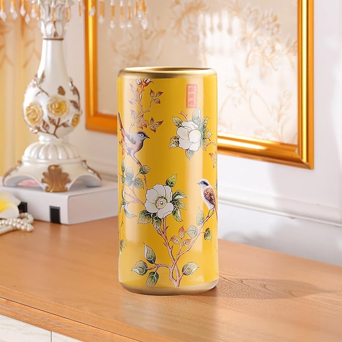 Ceramic Umbrella Stand Living Room Floor-Standing Freestanding Cane Chinese Umbrella Stand Multifunctional Painted Porcelain Vintage Ceramics Flower Vases for Home Office Entrance Indoor(A)-NeatNest