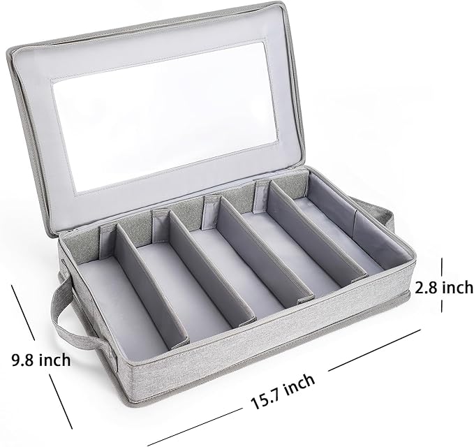 Joyfol Day Flatware Utensil Storage Case, Grey Silverware Storage Box Chest with Adjustable Dividers, Removable Cutlery Storage Holder with Zipper Lid for Organizing Spoon/Flatware/Knives-NeatNest