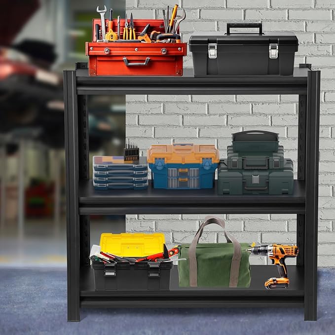 1050LBS Storage Shelves 3 Tier Garage Shelving, Heavy Duty Adjustable Metal Shelves Unit, Easy Assembly Garage Shelving Unit for Industrial, Warehouse, Basement-NeatNest