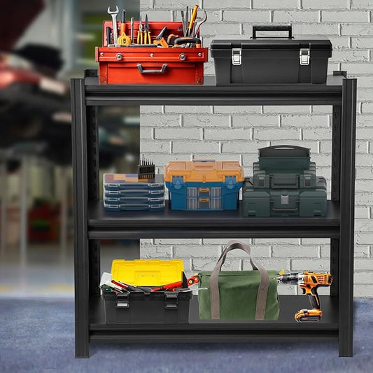 1050LBS Storage Shelves 3 Tier Garage Shelving, Heavy Duty Adjustable Metal Shelves Unit, Easy Assembly Garage Shelving Unit for Industrial, Warehouse, Basement-NeatNest