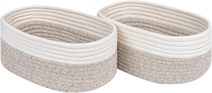 CubesLand Baskets for Shelves Storage,Cube Shelf Closet Storage Bins Set 2,Long-lasting &Skin-friendly Toy Basket Bin,Stylish Room Decor Basket,Woven Off White/Light Brown-NeatNest