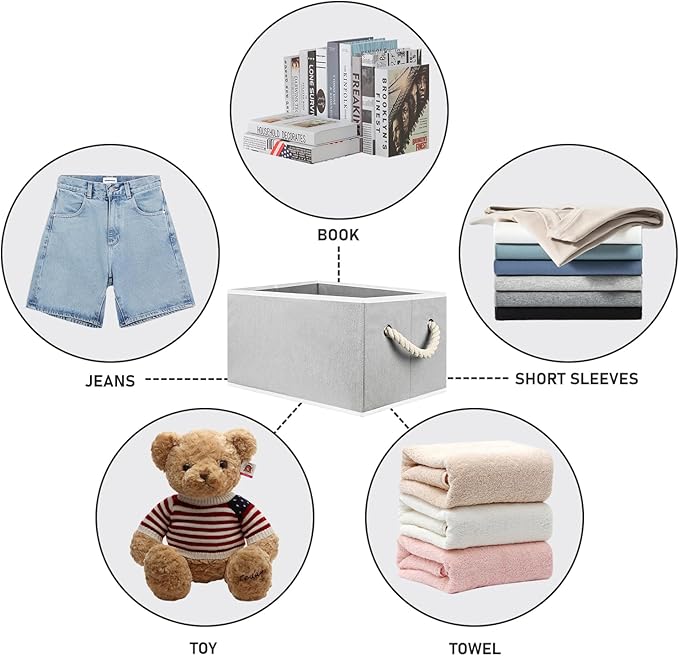 Closet Storage Bins, Linen Closet Organizers and Storage Basket for Shelves, Collapsible Shelf Baskets for Organizing Shelves, Bedroom Clothes Basket, Gray, 3 Pack-NeatNest