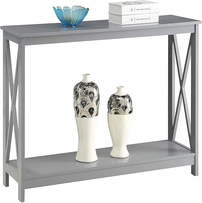 Convenience Concepts Oxford Console Table 39.5" - Sofa Table with Storage Shelf, Transitional Entryway Hall Table for Living Room and Bedroom, Display Foyer Table, Gray-NeatNest