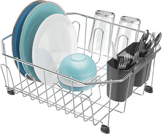 GSlife in Sink Dish Drying Rack - Stainless Steel Dish Drainer for RV Small Kitchen Apartment Sink, 13.4" L x 11.6" W, Silver