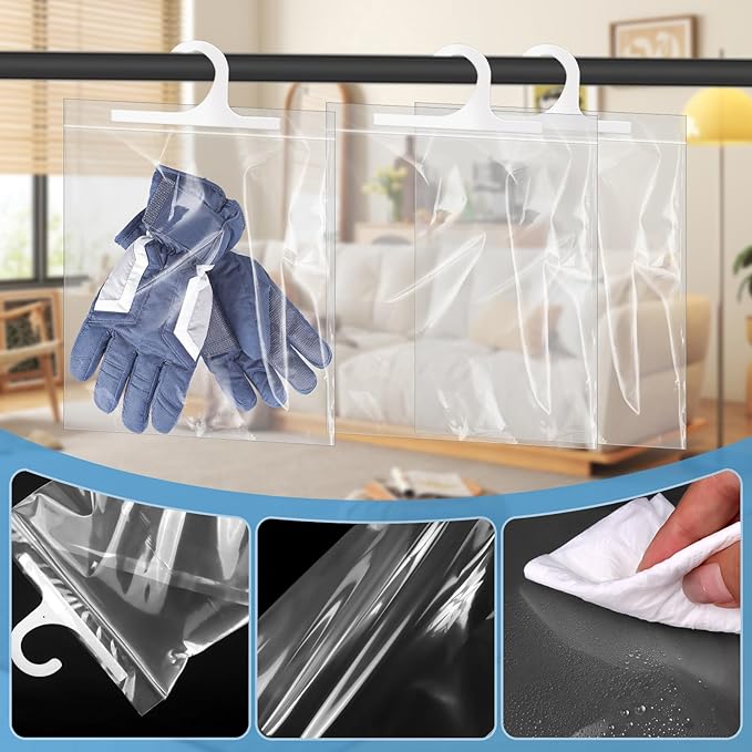 24 Pcs Hanging Storage Bags, Reusable Clear Hanging Bags, Hook Hanging Bags for Classroom, Library, Pharmacy, Armoire, Bathroom(10'' x 12.5'')-NeatNest