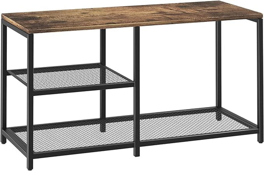 Rustic Wood Bench with 3-Tier Shoe Rack for Small Spaces - Free Standing Shoe Storage Shelf with Boot Organizer-NeatNest