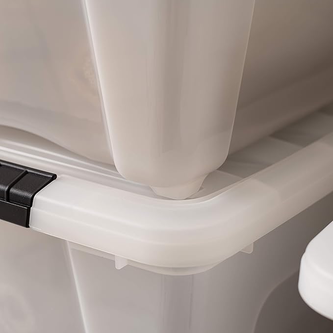 IRIS 588248 32 Quart Clear Stack and Pull Storage Container Box Bin System with Secure Latching Lids for Home, Closet, or Office (6 Count)