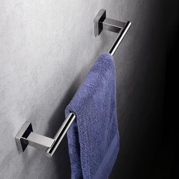 Miyili Bathroom Single Towel Bar 15.75-Inch Stainless Steel Towel Rack Bath Towel Hanger Wall Mount Polished Finish, A02C40A