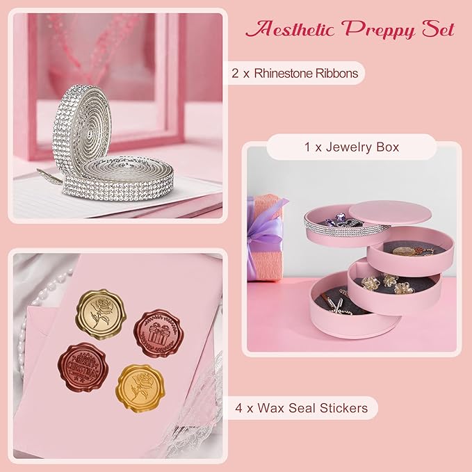 CONBOLA Jewelry Holder Organizer, Christmas Gifts Ideas for Women, Small Jewelry Storage Box Earring Holder, 5-Layer Rotating Jewelry Storage Tray with Lid for Bracelets Rings Bracelets-NeatNest