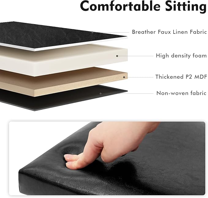 B FSOBEIIALEO Folding Storage Ottoman Cube with Faux Leather for Living Room, Bedroom, Home Office, Dorm Storage Footrest Black 11.8"x11.8"x11.8"