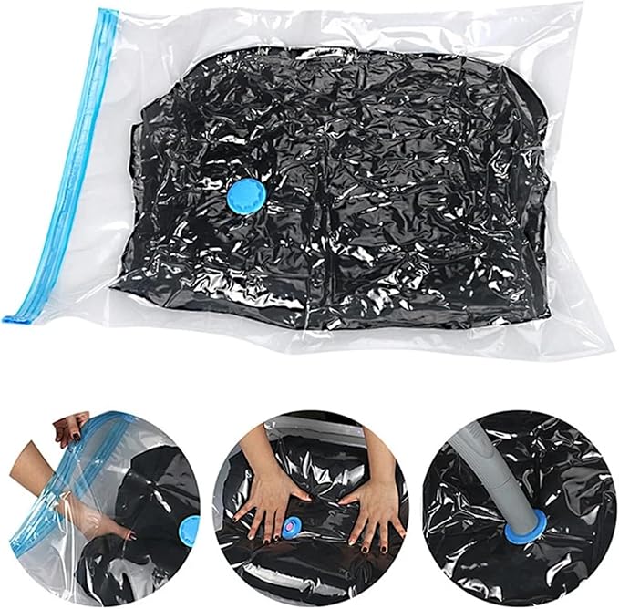10 Pack 80% Space Saver Vacuum Storage Bags with Hand Pump, Sealer Clothes Storage for Travel, Clothing, Luggage, Blankets, Comforters, Saving More Closet Space (10-Jumbo)-NeatNest