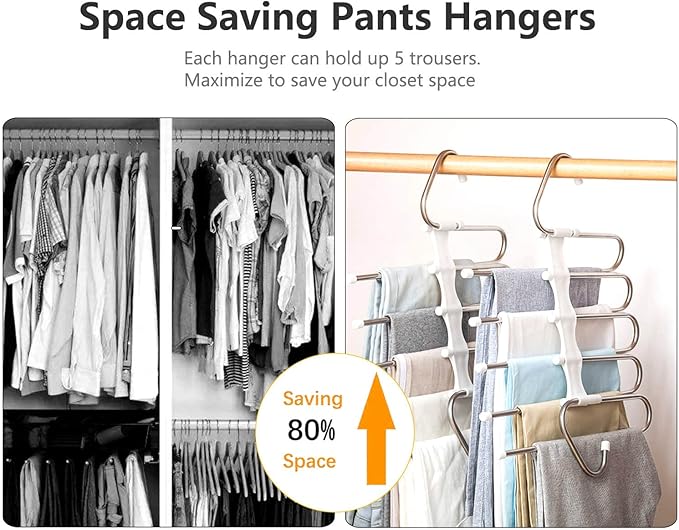 Kalimdor Pants Hangers 2 Pack Space Saving Metal Closet Organizer,Clothes Pants Hangers,Anti-Slip Design,Closet Organizers and Storage for Pants Jeans Skirts Scarf Legging-NeatNest