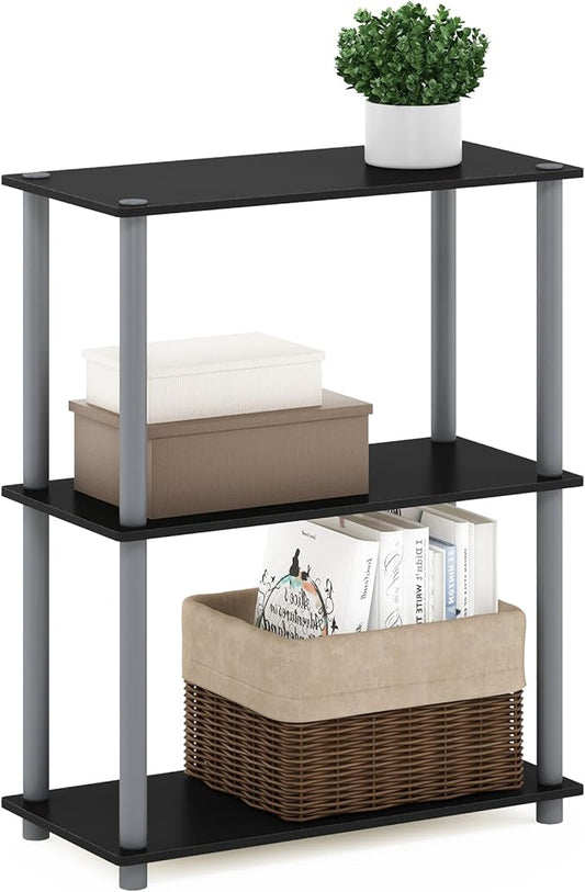 Furinno Turn-N-Tube Display Rack, 3-Tier Single, Black/Grey-NeatNest