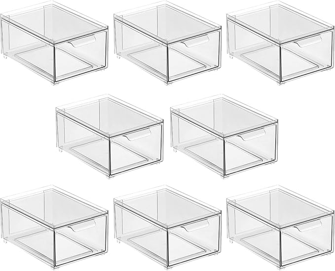 Clarity Pantry Stacking Drawer 8 x 6 x 4 M8 (Pack of 8) - Clear-NeatNest