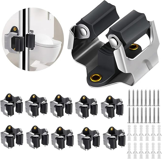 3-H 10 Pack Mop and Broom Holder Big Size Hanging 1 KG Extra, Broom Holder Wall Mount for Hanging and Organizing Shove Rake Yard Tools in Garage Garden Shed Laundry Kitchen up to 1.45 Inch (black)-NeatNest
