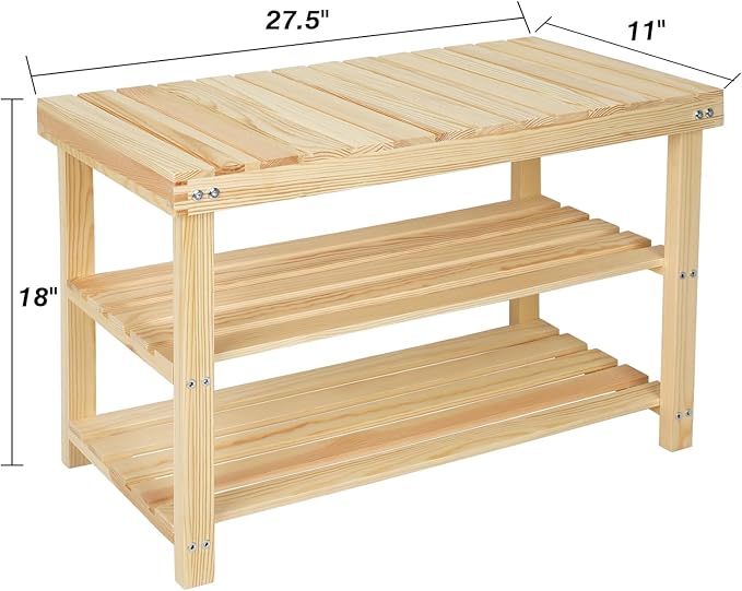 Shoe Rack Bench, 3 Tier Sturdy Shoe Bench, Storage Shoe Organizer, Holds up to 350lbs for Entryway Organizer Bedroom Living Bathroom Room Balcony.