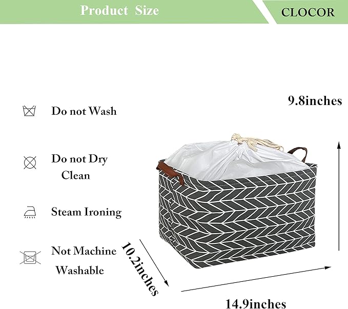 CLOCOR Rectangular Storage Basket,Collapsible Cute Pattern Storage Bin,Waterproof Coating Storage Box with Handles for Home Organization,Shelf Basket (3 Pack Grey Arrow)-NeatNest