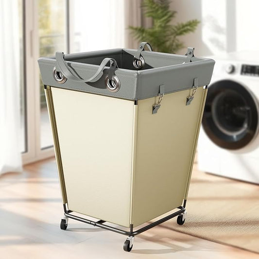 Laundry Hamper with Wheels 210L Large Capacity Hamper Rolling Laundry Basket Extra Large Laundry Cart for Easy Transport Storage Basket Ideal for Dorm Laundry Room Bathroom Beige