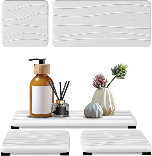 3PCS Water Absorbing Stone Tray, Fast Drying Stone Sink Tray, Stones Soap Trays, Water Absorbent Diatomite Trays, Diatomite Coasters for Kitchen Sink Bathroom Counter, Hand Soap Dish & Holders-NeatNest