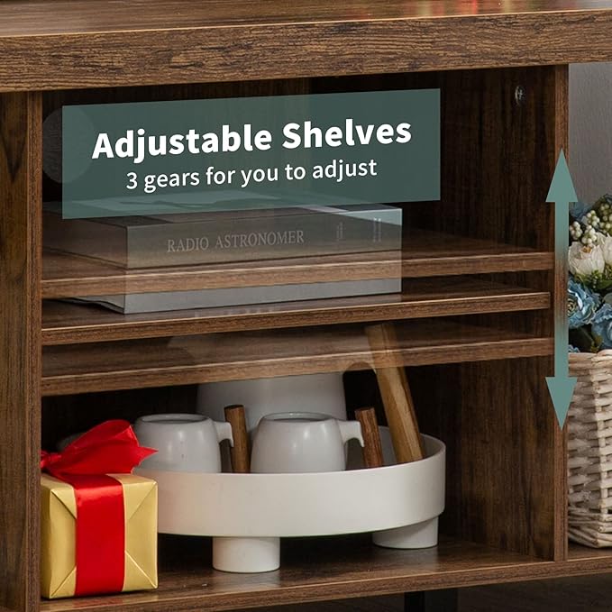 GAZHOME TV Stand for TV up to 55 Inches, TV Cabinet with Open Storage, TV Console Unit with Shelving for Living Room, Entertainment Room, Rustic Brown-NeatNest