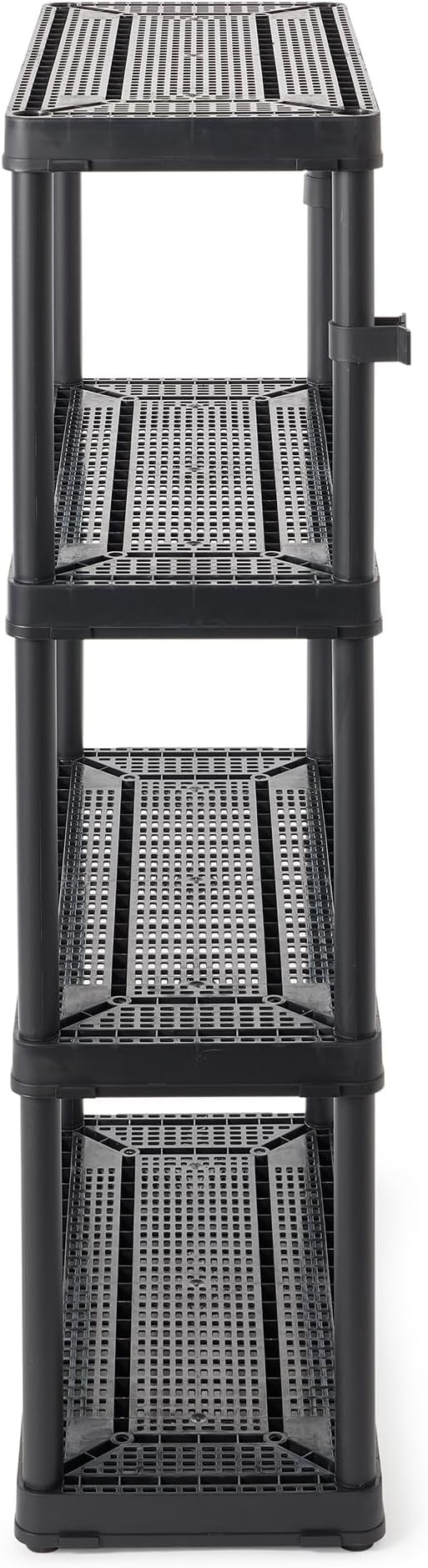 Gracious Living 4 Shelf Fixed Height Ventilated Medium Duty Storage Unit 14 x 32 x 54.5" Organizer System for Home, Garage, Basement, & Laundry, Black