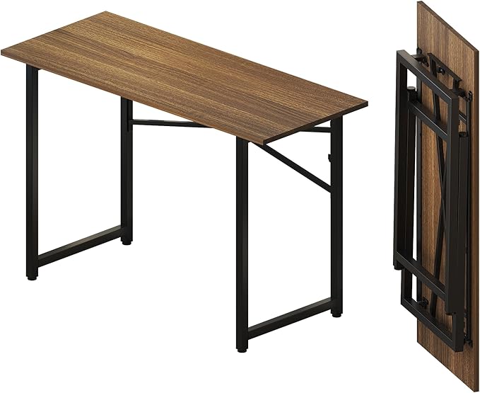 Folding Computer Desk 47 inch Writing Gaming Computer Camping Table, No Assembly Required Home Office Desk, Espresso-NeatNest