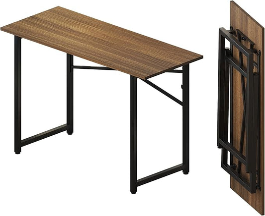 Folding Computer Desk 47 inch Writing Gaming Computer Camping Table, No Assembly Required Home Office Desk, Espresso-NeatNest