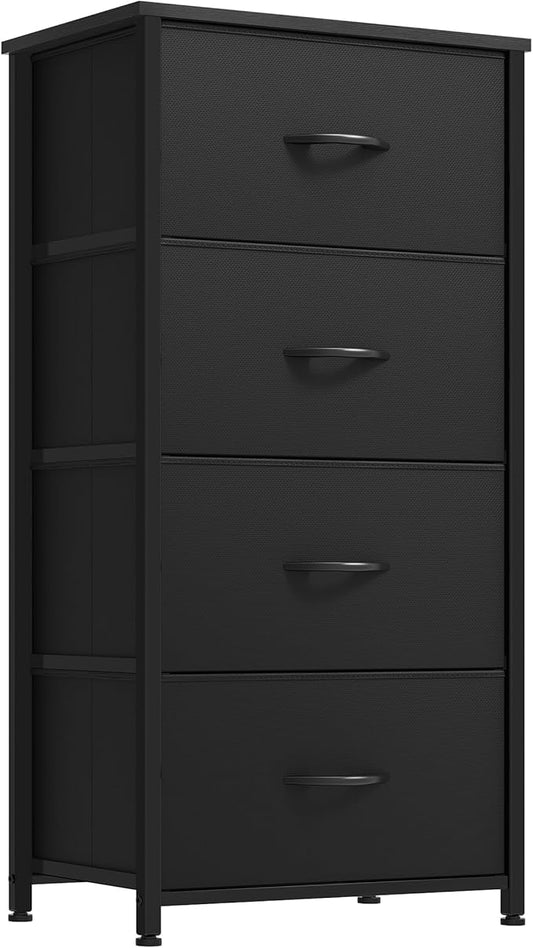 DWVO Storage Tower with 4 Drawers - Fabric Dresser, Organizer Unit, Living Room, Closets - Sturdy Steel Frame, Easy Pull Fabric Bins & Wooden Top-NeatNest
