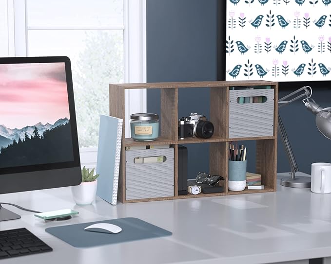 ClosetMaid Mini 6-Cube Desktop or Wall Mount Organizer, Weathered Teak-NeatNest