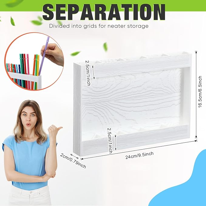 Acrylic Straw Holder for Cabinet Door with Double Sided Adhesive Tape Reusable Straw Organizer Tumbler Storage Kitchen Accessories Container for Counter Cupboard(Wood Texture,Large,White)