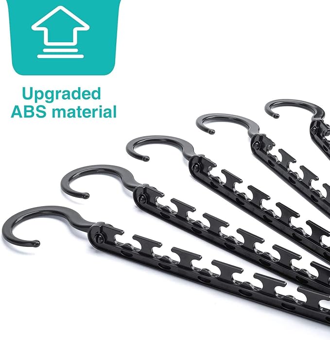 HOUSE DAY Sturdy Plastic Space Saving Hangers Cascading Hanger Organizer Closet Space Saver Multi Hangers for Heavy Clothes, Closet Organizers and Storage,College Dorm Room Essentials (20 Pack Black)-NeatNest