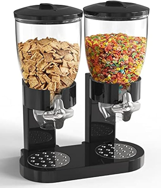 Dual Food Dispenser - Dry Food Dispenser Perfect As A Candy, Nuts, Rice, Granola, Cereal & more Dispenser. Dispenses 1 Ounce Per Twist! Stores Food, and Keeps Your Food fresh!-NeatNest