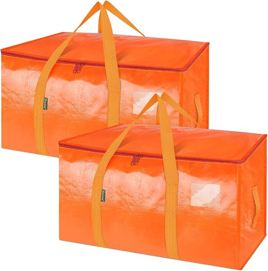 BALEINE 2-Pack Oversized Moving Bags with Reinforced Handles, Heavy-Duty Storage Tote for Clothes, Moving Supplies (Orange, 2-Pack)-NeatNest