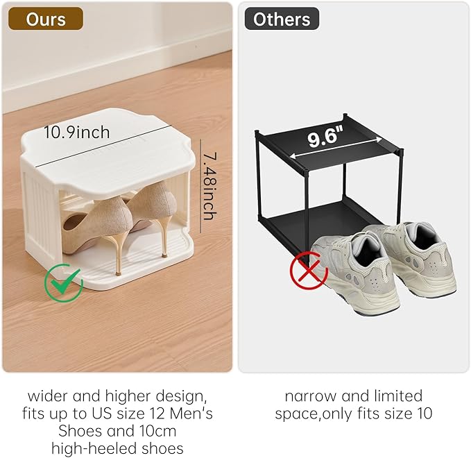 Small Shoe Rack, 7 Tier Plastic Vertical Shoe Rack for Small and Narrow Spaces, Free Standing Shoe Organizer for Closet, Entryway-NeatNest