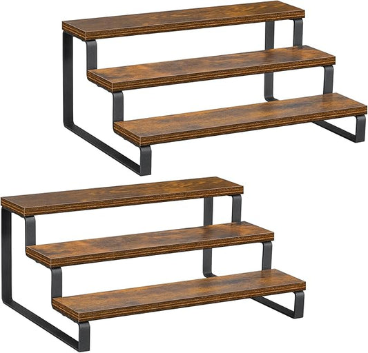 Giikin 3-Tier Spice Rack, 13.8 Inch Wood Countertop Spice Storage Holder, Kitchen Pantry Cabinet Organizer Cupboard for Spice Bottles, Jars, Seasonings, Baking Supplies, Metal Frame(Set of 2)-NeatNest