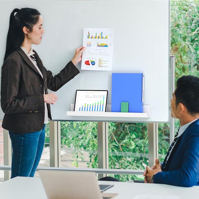 Carmanon Magnetic Book Shelf for Whiteboard, Reusable Acrylic Book Display Shelf with Strong Adsorption Capacity, Magnetic Book Holder for Classroom Refrigerator Office Teacher Kids, White-NeatNest