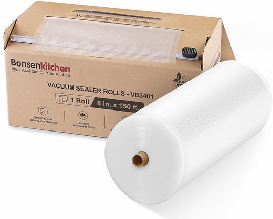 [2025 New] Bonsenkitchen 8” x 150’ Vacuum Sealer Bags Rolls with Cutter for Food Storage, Commercial Grade, BPA Free, Great for Meal Prep and Sous Vide Cooking-NeatNest