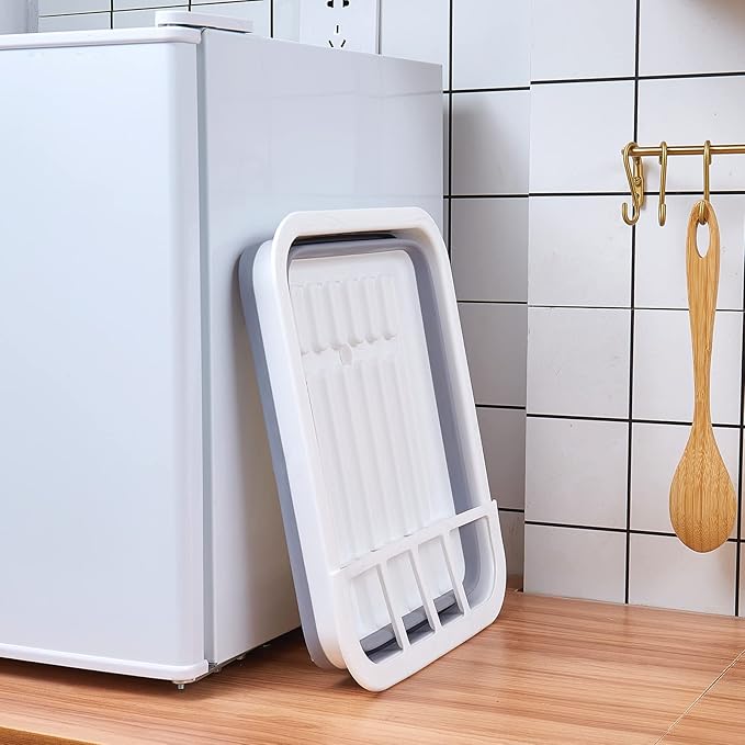 Collapsible Dish Rack with Drainboard for Drying Dishes - Space-Saving Foldable Design with Dinnerware Storage Tray/Basket - Perfect for Kitchen Counter Organization-NeatNest