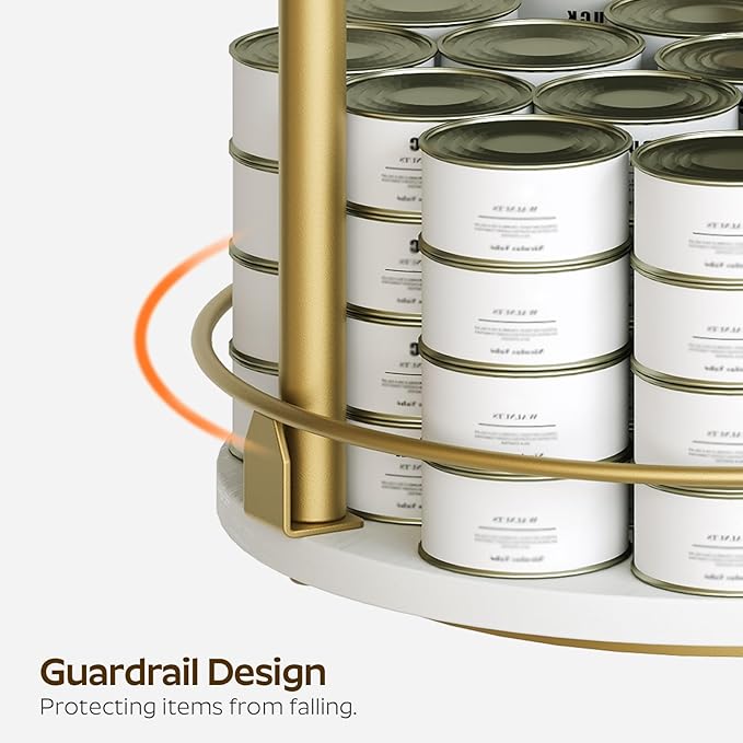 3-Tier Lazy Susan, Rotating Spice Rack, Spinning Organizer, Industrial Turntable Spice Rack for Cabinet, Kitchen Countertop, Pantry, White and Gold SR23DW-NeatNest