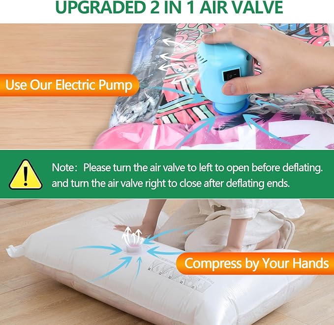 ZPP Vacuum Storage Bags with Electric Pump, 20 Pack (4 Jumbo, 4 Large, 4 Medium, 4 Small, 4 Roll Up Bags) Vacuum Seal Bags for Clothes, Mattress, Blanket, Comforters, Travel, Moving-NeatNest