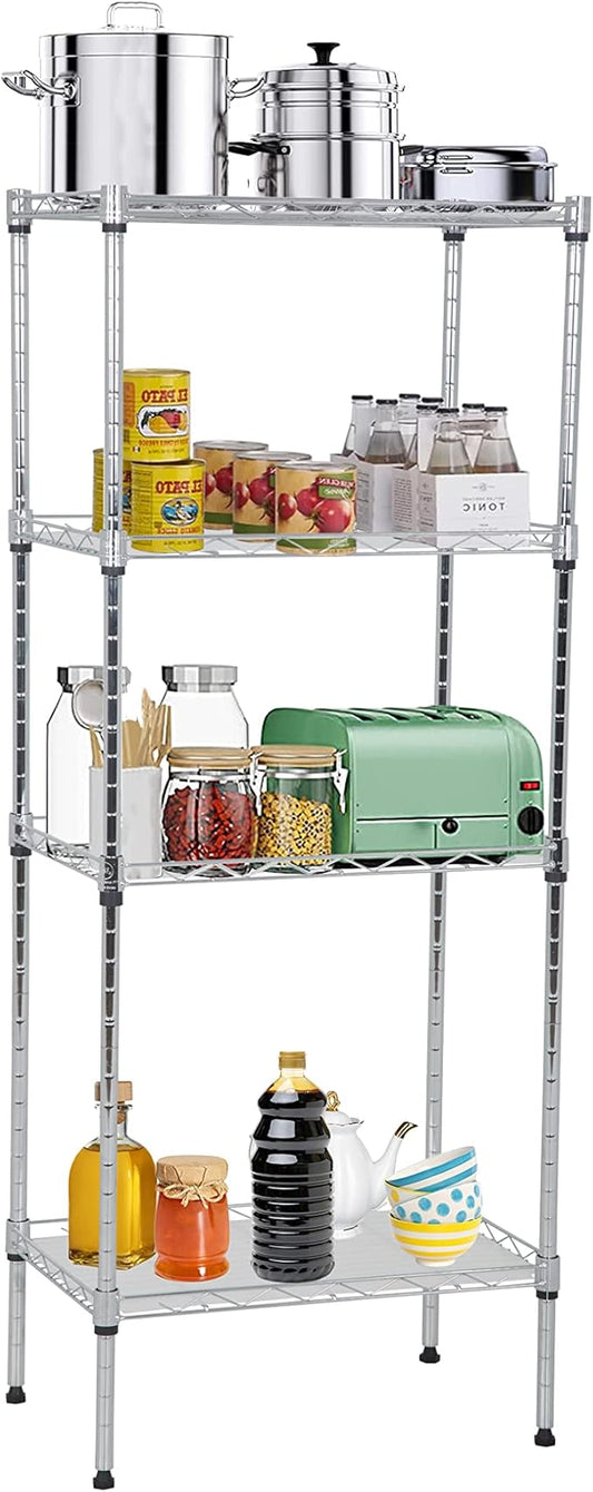 4-Tier Metal Wire Shelving Unit Kitchen Shelf Organizer Height Adjustable Storage Rack Utility Snack Shelf, NSF Certified Storage Shelves for Laundry Bathroom Kitchen Pantry Organization-NeatNest