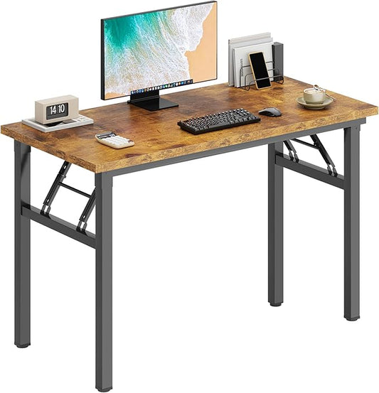 DlandHome Computer Desk Folding Table 39.4 inches Writing Desk for Small Space Folding Desk Laptop Desk No Assembly Required Retro&Black-NeatNest