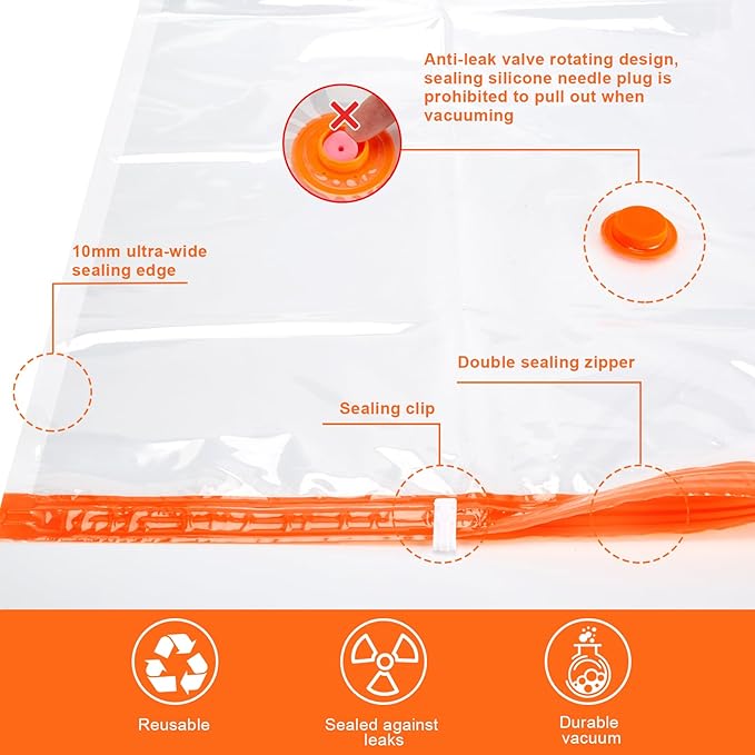 AGPTEK 16 Pack Vacuum Storage Bags(4 Jumbo/Large/Medium/Small) Compression Storage Bags for Blankets Clothes, Space Saver Vacuum Seal Bags for Clothing Bedding Travelling Luggage(Electric Pump)-NeatNest
