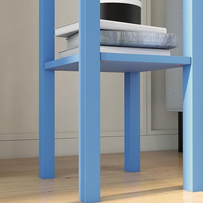 HOMCOM 2-Tier Side Table with Drawer, Narrow End Table with Bottom Shelf, for Living Room, Set of 1, Light Blue