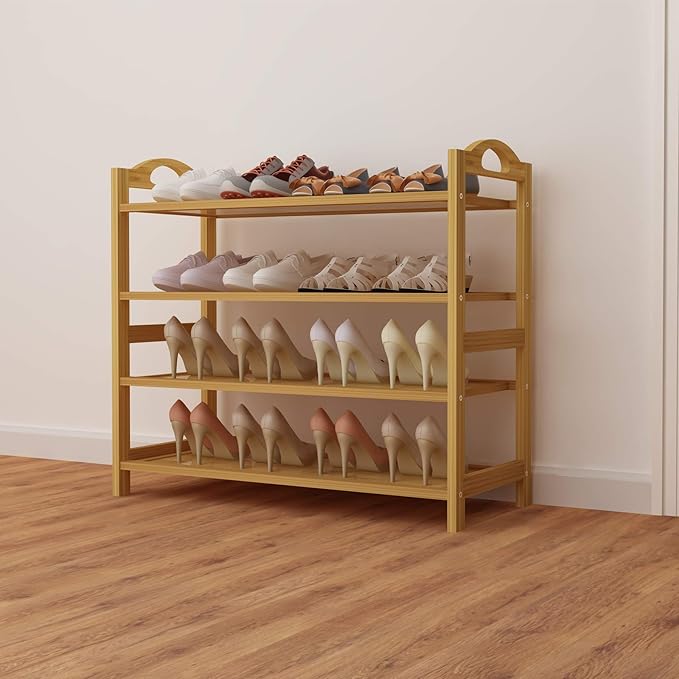 UDEAR Bamboo Shoe Rack 4-Tier Shoe Storage Organizer Entryway Shoe Shelf-NeatNest