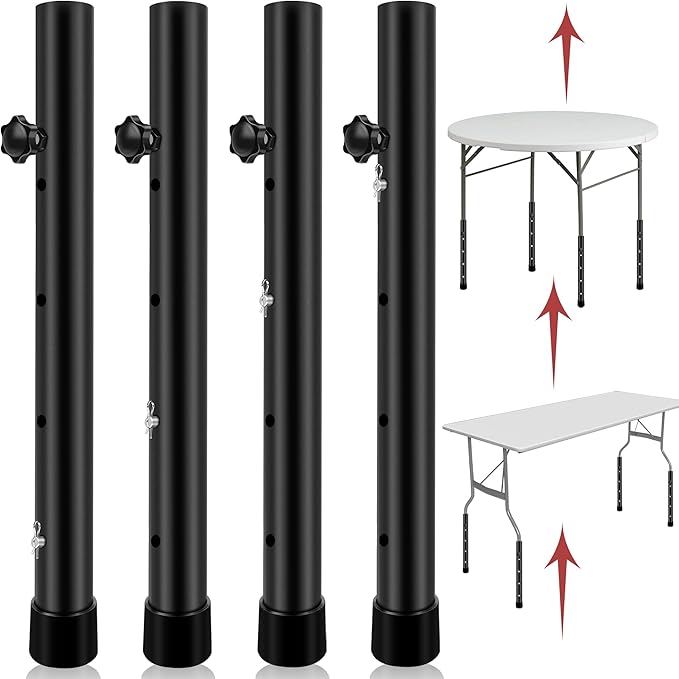 8 Pack Folding Table Risers, 4 Levels Adjustable Height Folding Table Leg Extenders, Heavy Duty Metal Table Leg Extensions Raise Table Height 3.6in | 6.77in | 10in | 13in-NeatNest