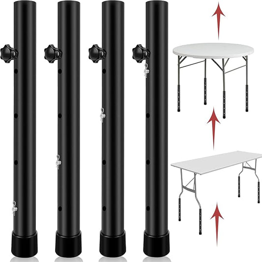 8 Pack Folding Table Risers, 4 Levels Adjustable Height Folding Table Leg Extenders, Heavy Duty Metal Table Leg Extensions Raise Table Height 3.6in | 6.77in | 10in | 13in-NeatNest