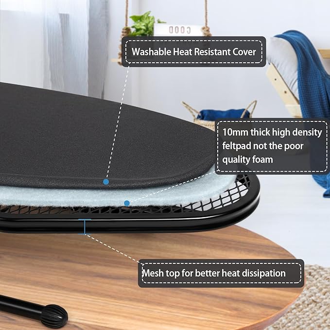 Duwee 12"×32" Table Top Ironing Board with Iron Rest,Small Ironing Board with Heat Resistant Cover,Thicken Felt Padding,Non-Slip Feet for Home, Laundry Rooms, Dorms